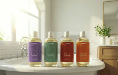 Original CINTOG lifestyle photo of four bottles on a bathtub